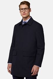 Pea Coat In Technical Wool, Navy blue, hi-res