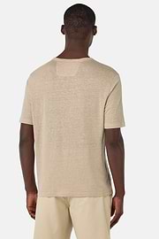 T-Shirt in Stretch Linen Jersey, Sand, hi-res