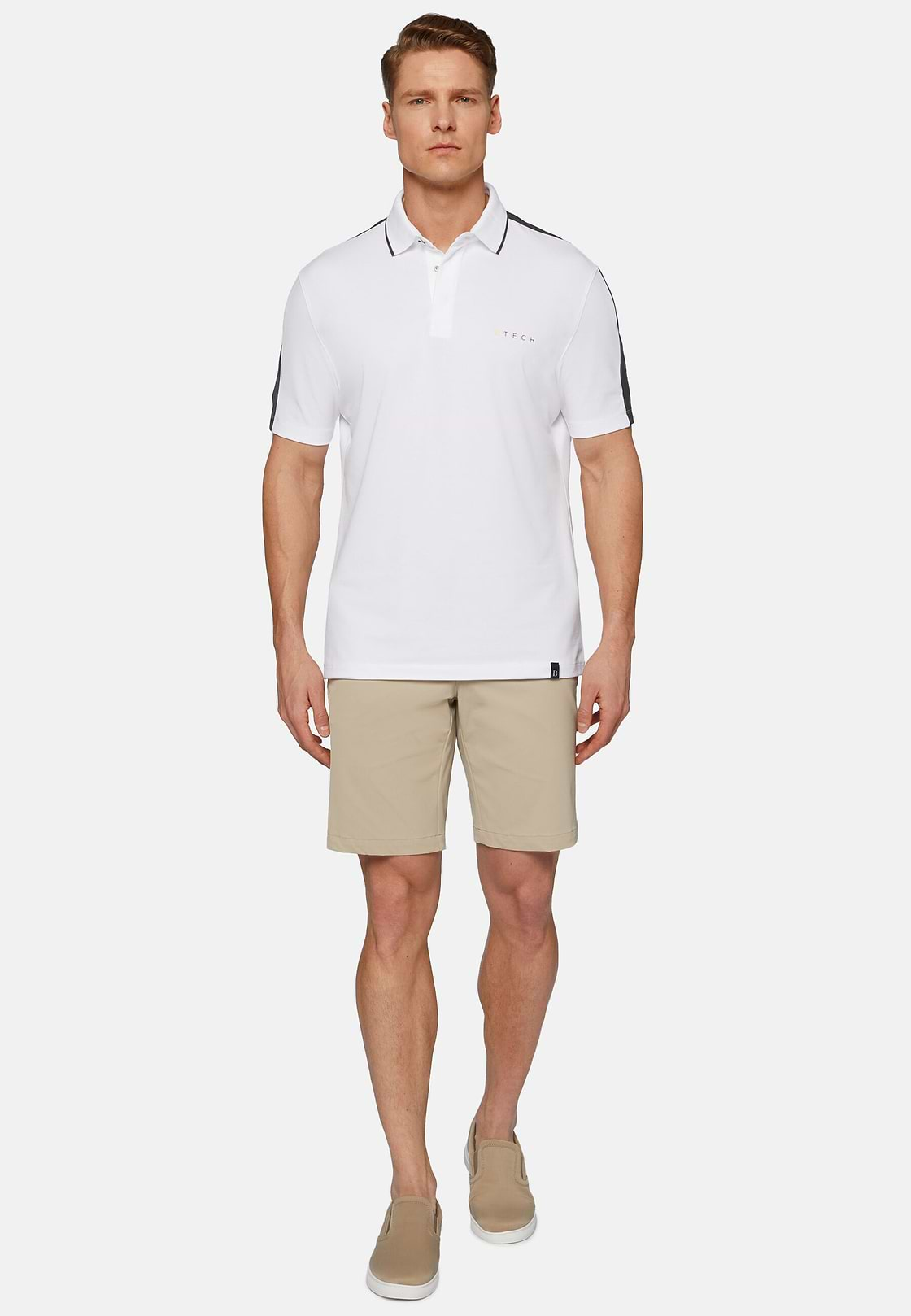 High-Performance Piqué Polo Shirt, White, hi-res