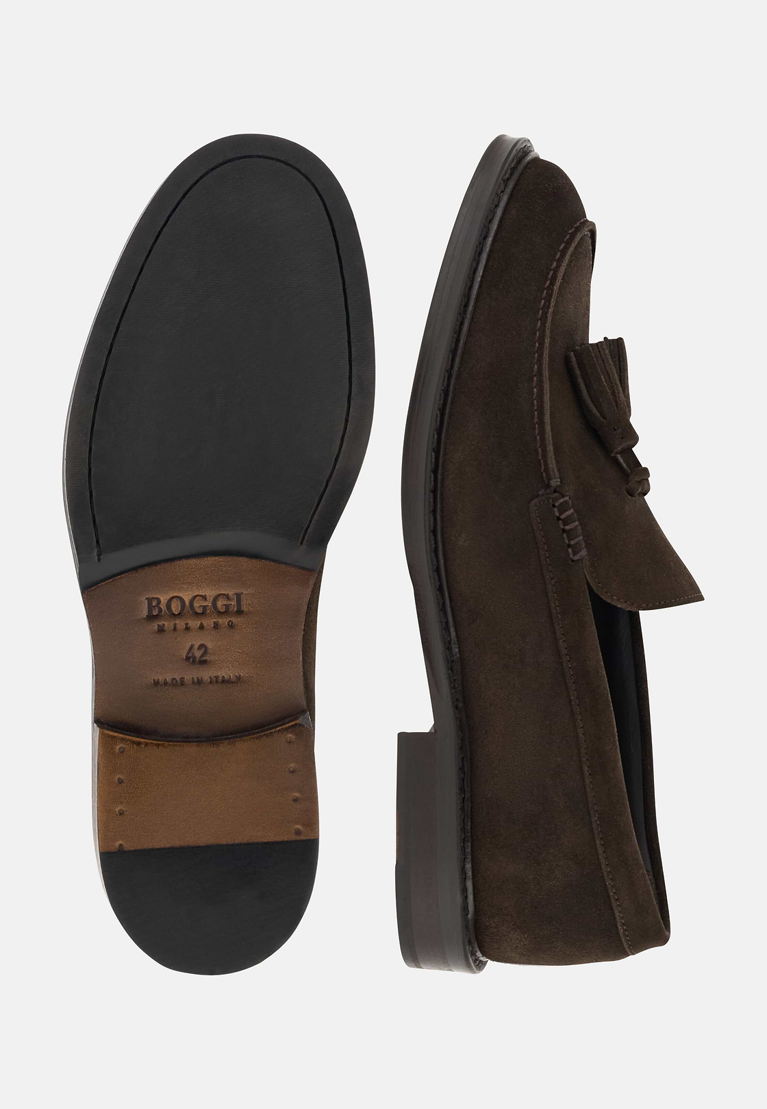 Loafers in Suede Leather, Dark brown, hi-res, 4
