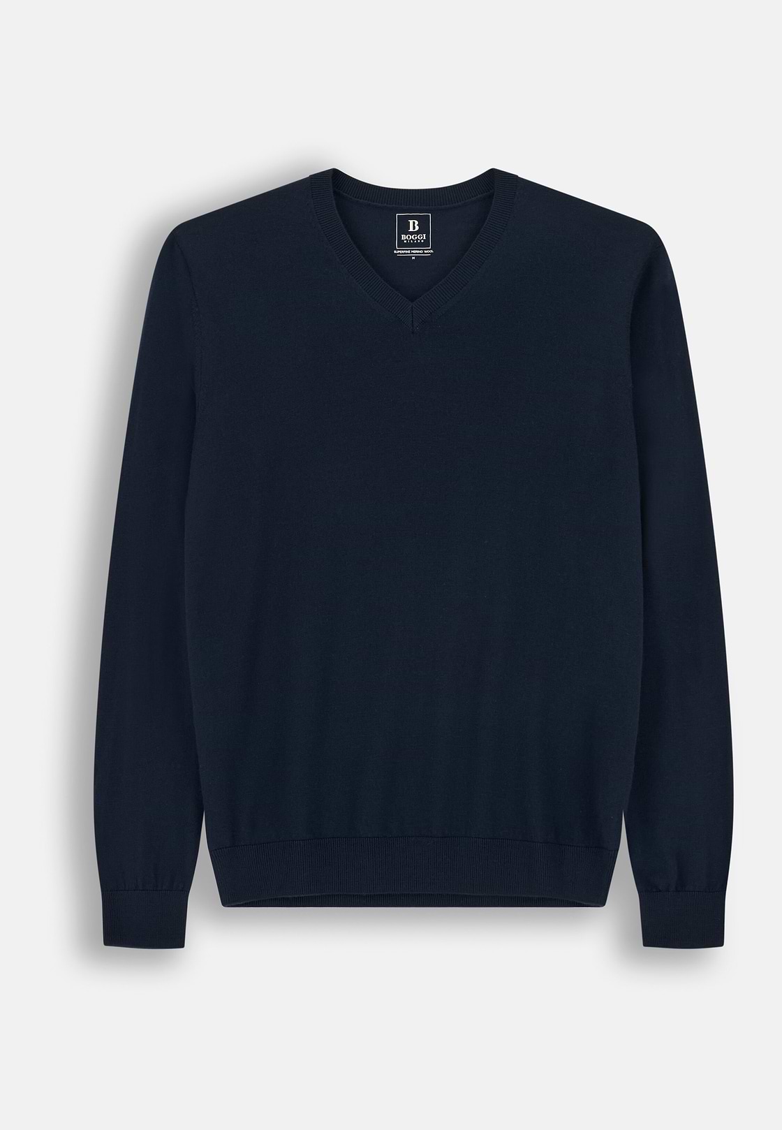 Merino Wool V-Neck Jumper, Navy blue, hi-res, 5