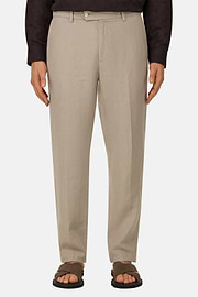 Pantalon En Lin, Taupe, thumb, 1