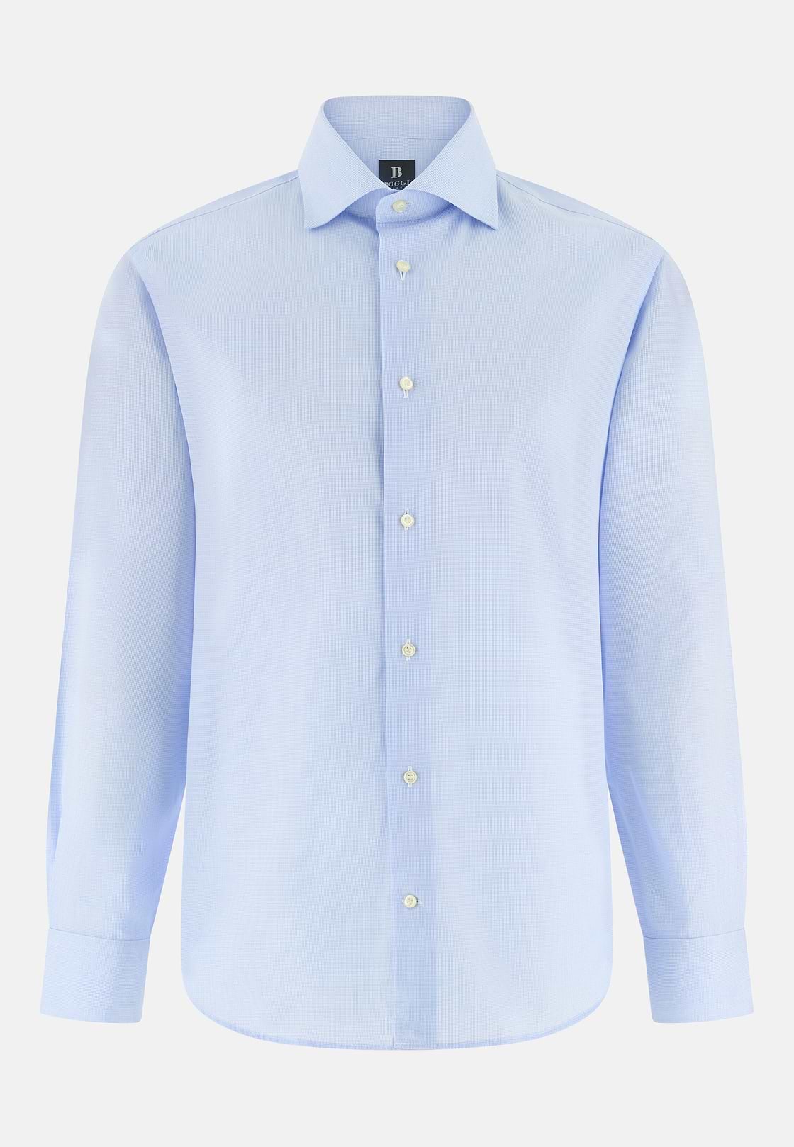 Camicia In Cotone Slim Fit, Azzurro, hi-res, 6