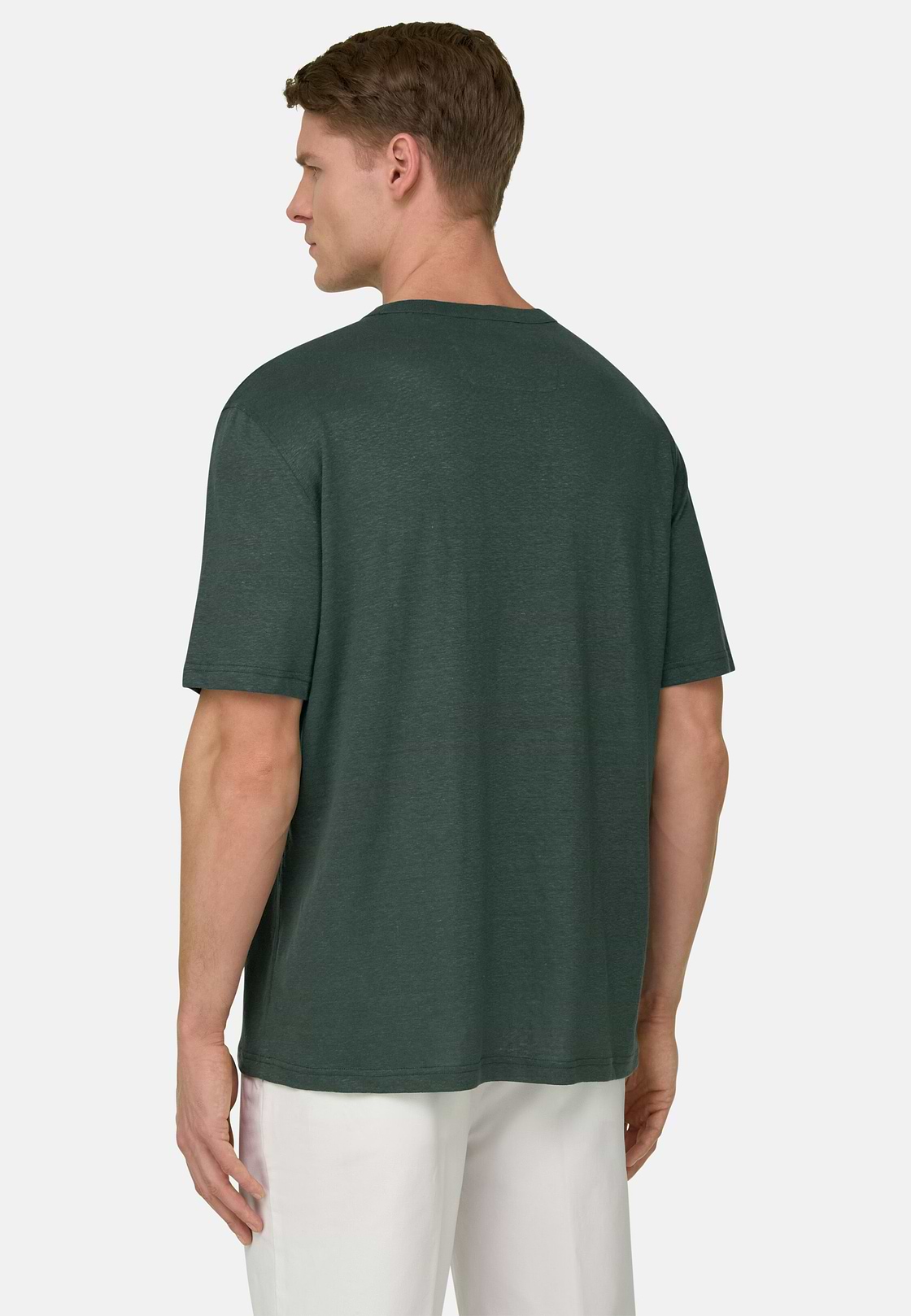 T-Shirt Aus Stretch-Leinen-Jersey, Dunkelgrün, hi-res, 3