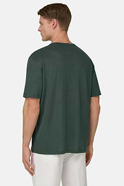 T-Shirt Aus Stretch-Leinen-Jersey, Dunkelgrün, thumb, 3