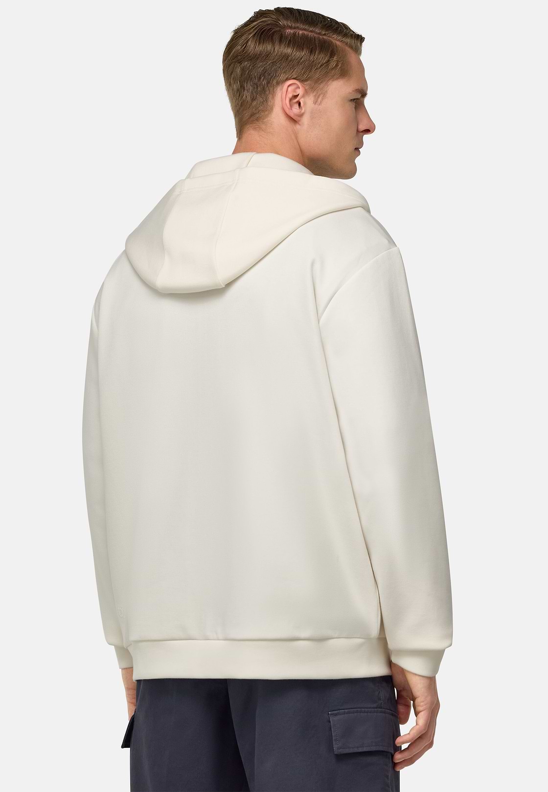 Cotton Blend Full-Zip Sweatshirt, Cream, hi-res