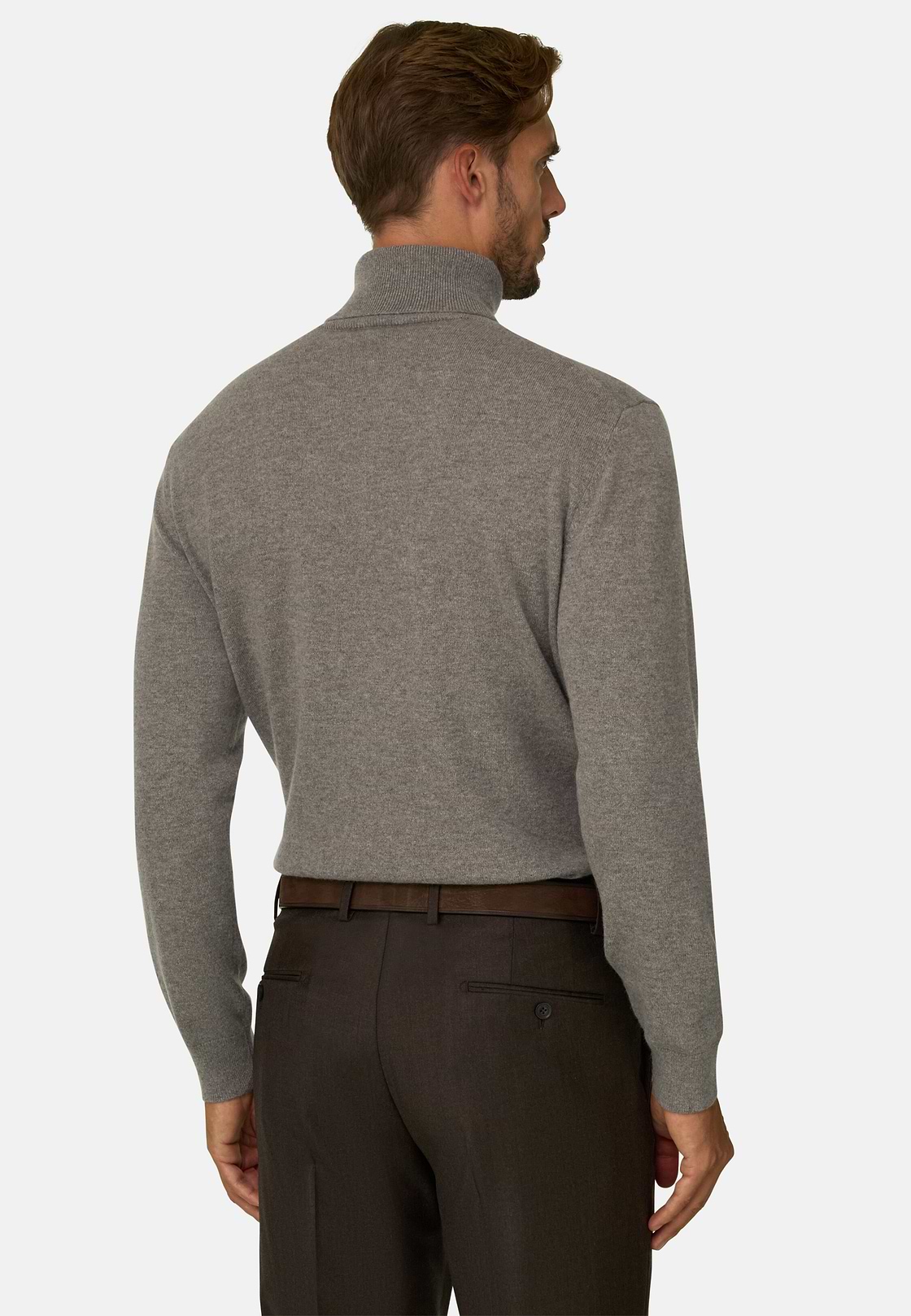 Turtleneck Jumper in Cashmere, Taupe, hi-res, 4