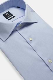 Regular Fit Sky Blue Striped Cotton Twill Shirt, Light Blue, hi-res