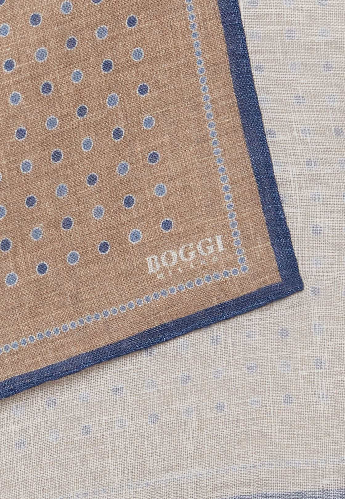 Polka Dot Pattern Linen Pocket Square, Taupe, hi-res