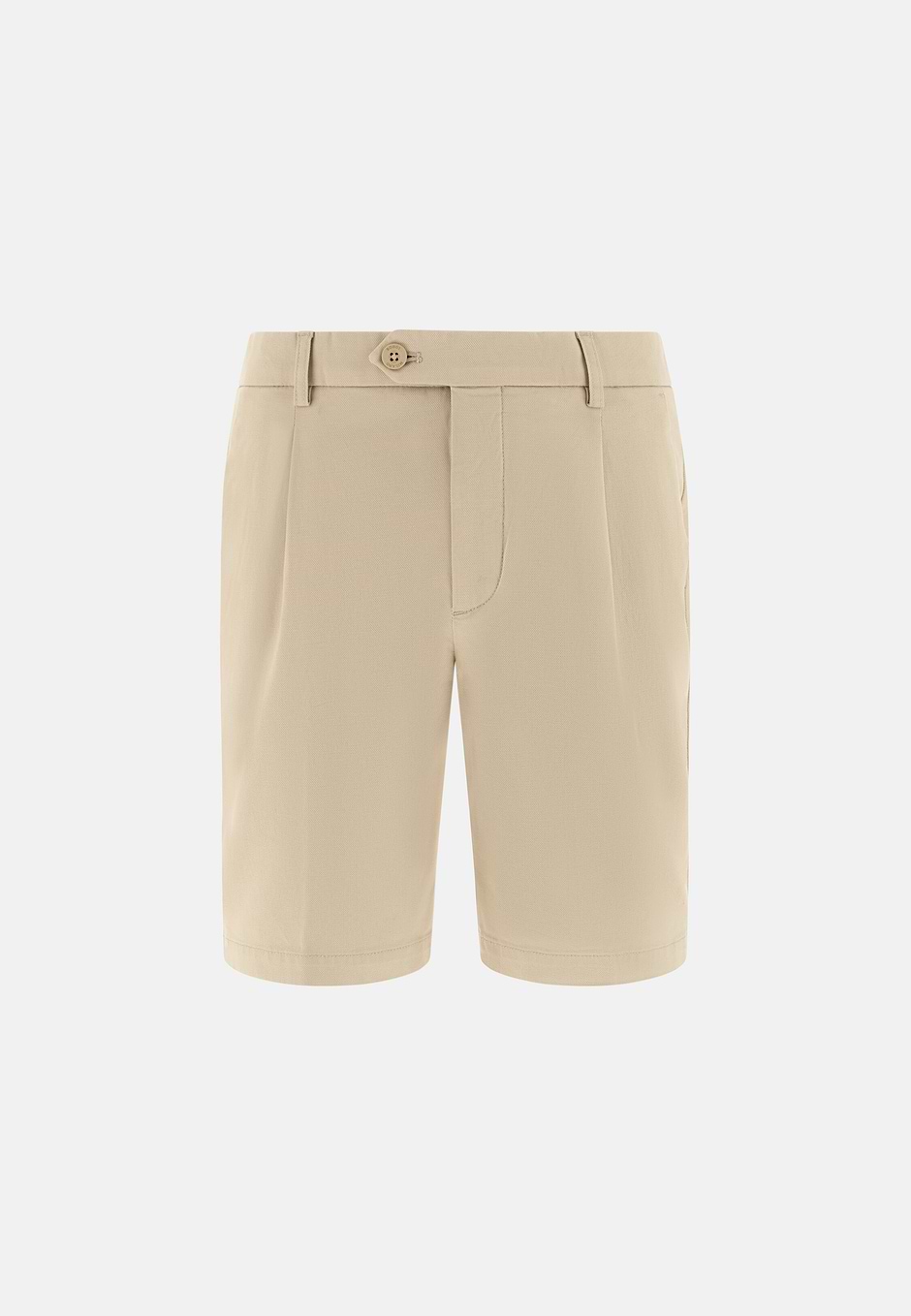 Stretch Cotton and Tencel Bermuda Shorts, Sand, hi-res