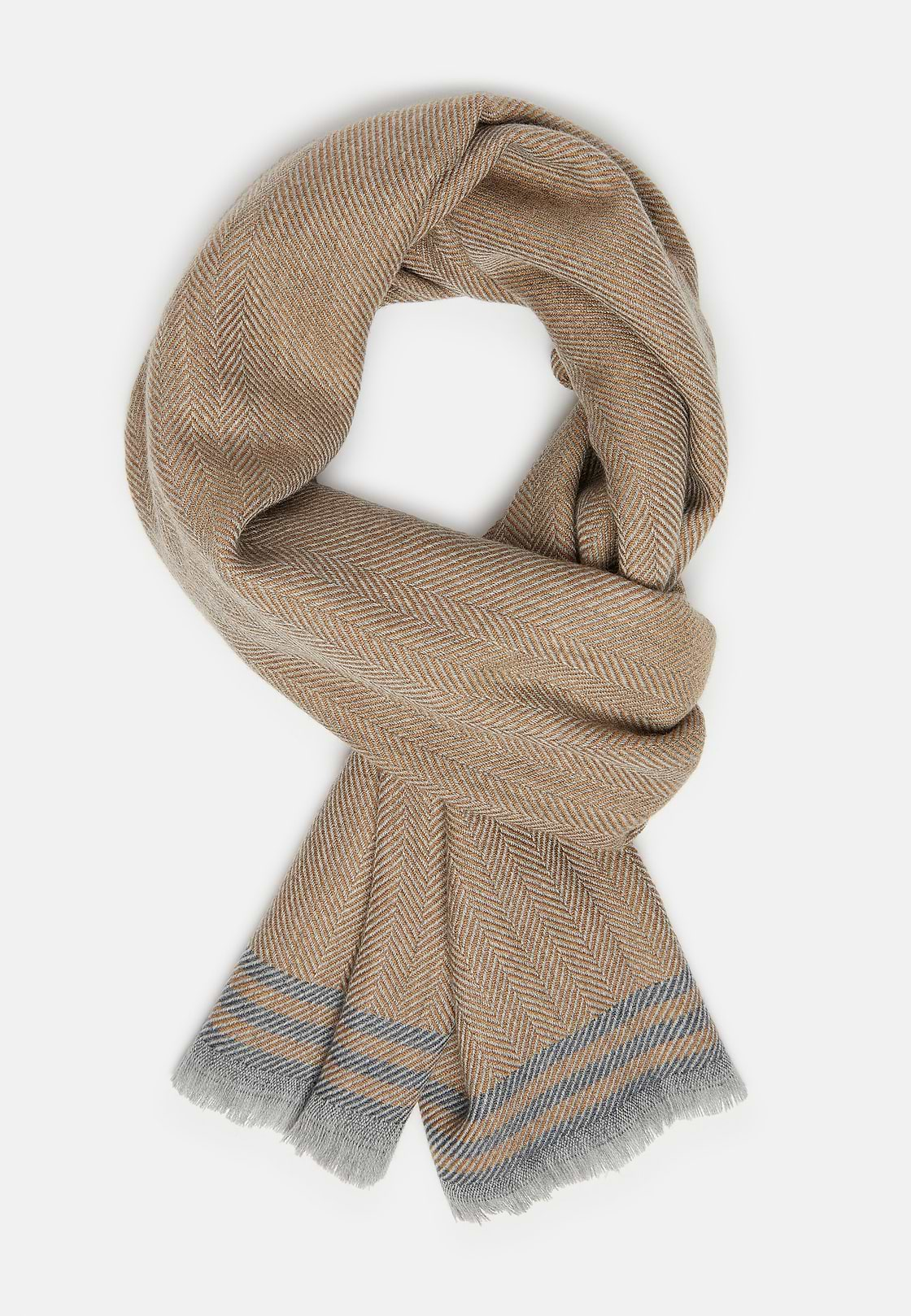 Drill Wool Scarf, Beige, hi-res