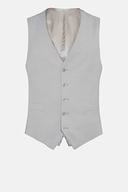 Pearl Grey Wool Blend Waistcoat, light grey, hi-res
