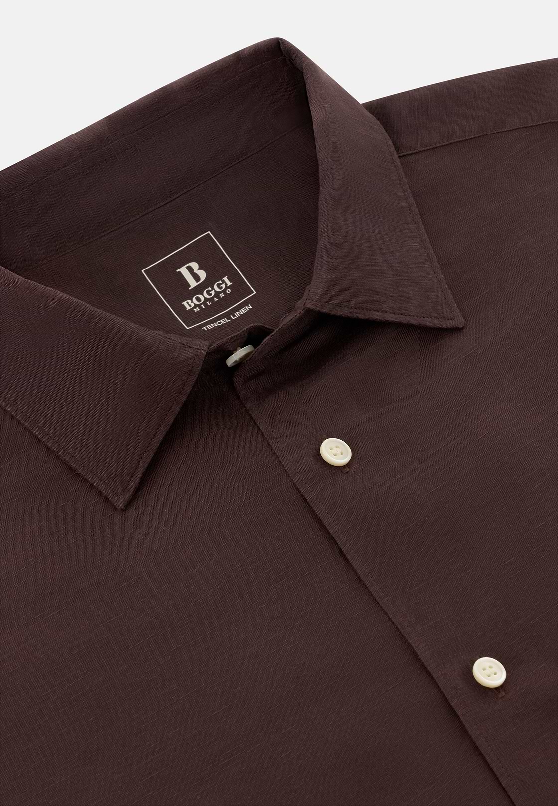 Regular Fit Tencel Linen Shirt, Dark brown, hi-res, 5