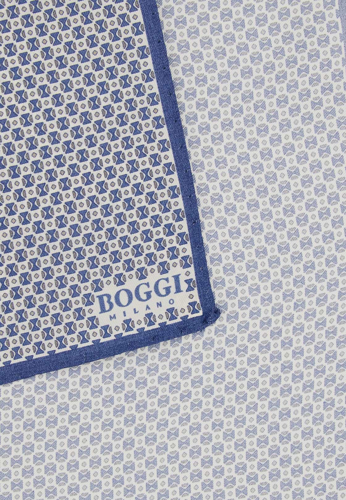 Pochette Motivo Geometrico In Seta, Indaco, hi-res