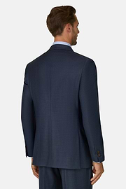 Pinstripe Wool Suit, Blue, thumb, 5