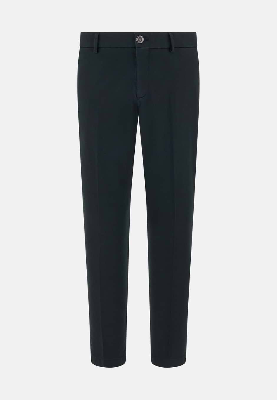 Pantaloni In Cotone Tencel Elasticizzato, Nero, hi-res