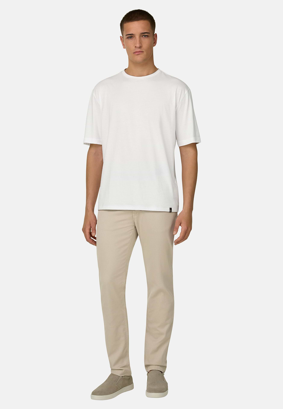 T-Shirt En Coton Pima, Blanc, hi-res