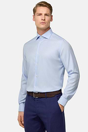 Regular Fit Houndstooth Cotton Shirt, Light Blue, hi-res