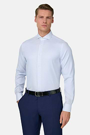 Camicia In Cotone Slim Fit, Azzurro, thumb, 1