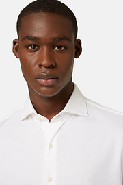 Chemise Polo En Jersey De Coton Coupe Slim, blanc, hi-res