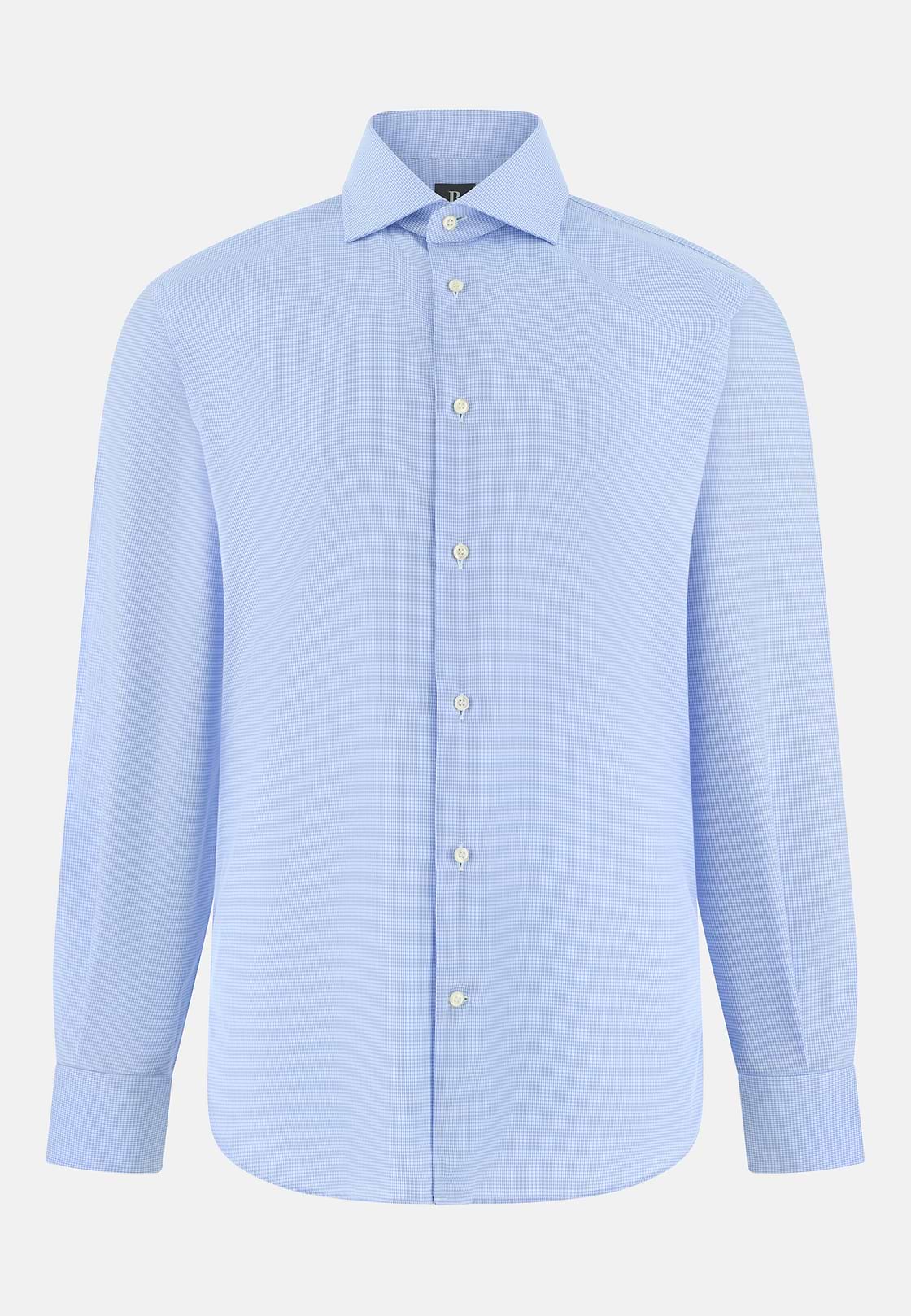 Camicia In Cotone Slim Fit, Azzurro, hi-res, 6