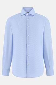Camicia In Cotone Slim Fit, Azzurro, thumb, 6
