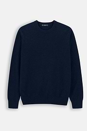 Crew Neck Jumper in Wool and Cashmere, Navy blue, thumb, 5