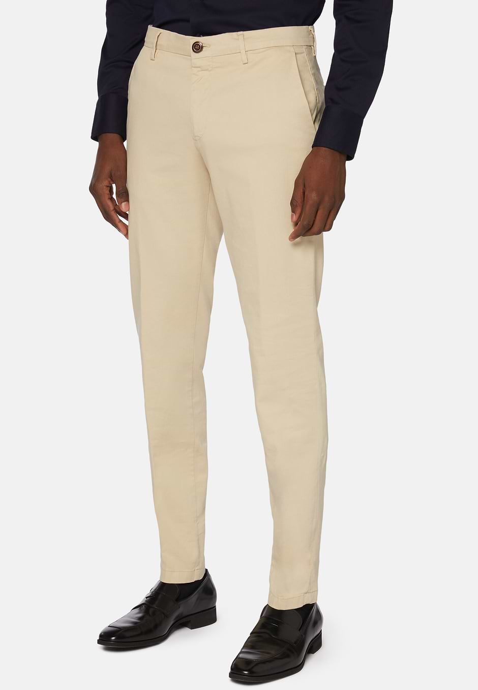 Stretch cotton/tencel trousers, Sand, hi-res