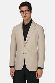 Giacca In Lino E Cotone Melange, Sabbia, thumb, 2
