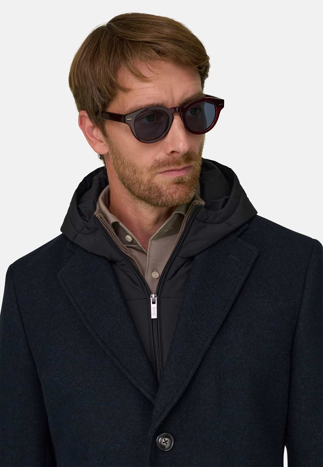 Single-Breasted Coat in Wool Blend, Navy blue, hi-res, 3
