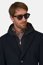 Single-Breasted Coat in Wool Blend, Navy blue, thumb, 3