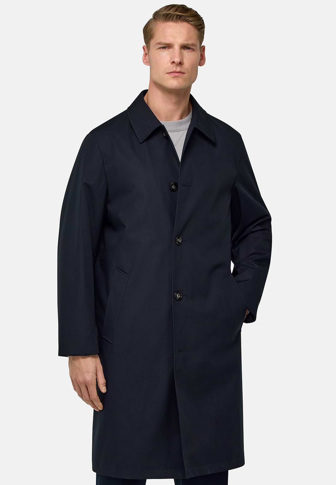 Παλτό ναυτικού τύπου από τεχνικό βαμβάκι, Navy blue, hi-res