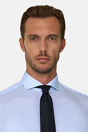 Overhemd Gestreept Twill Katoen Slim Fit, Light Blue, thumb, 3