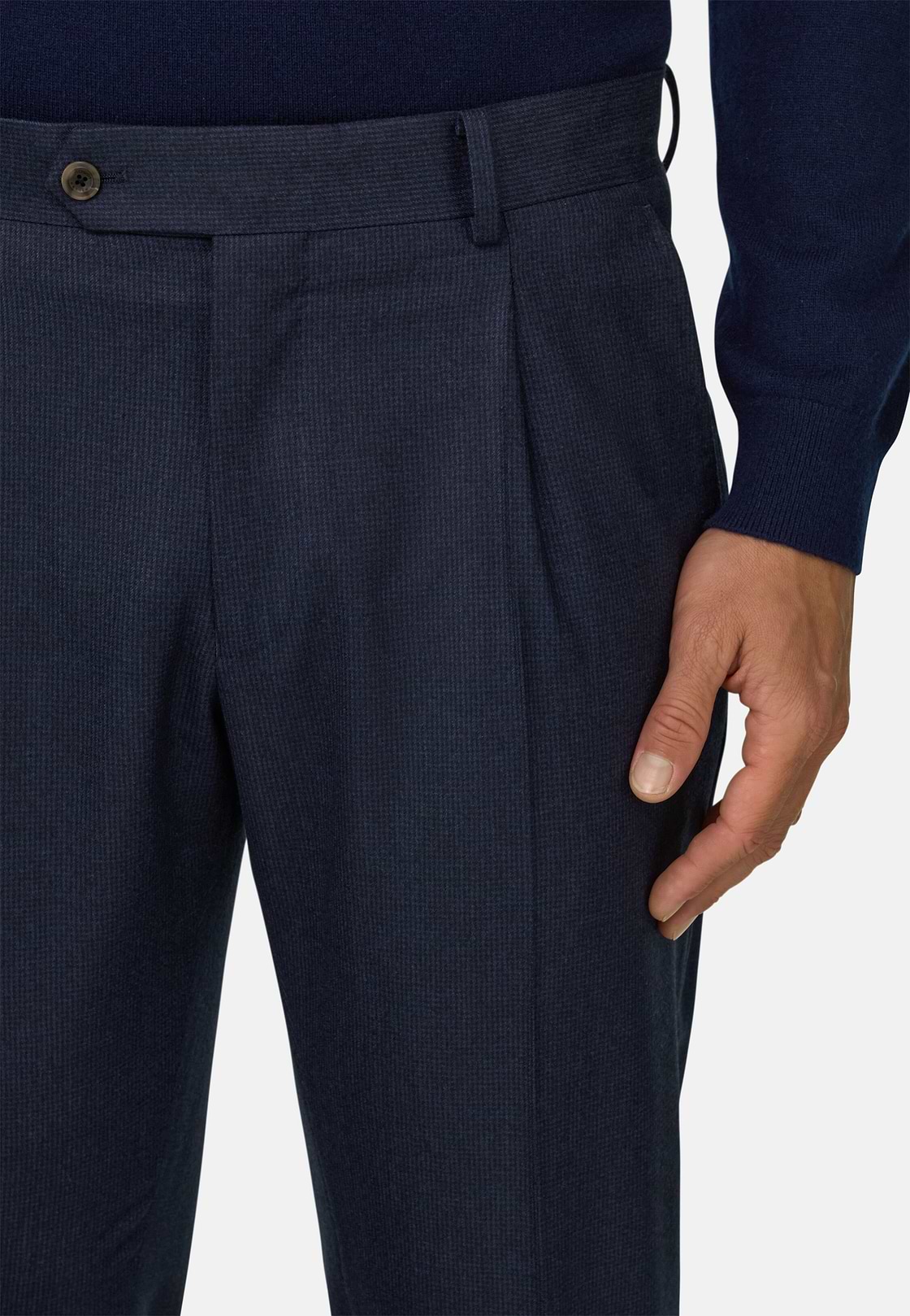 Suit Double-Breasted Patterned Wool Flannel, Navy blue, hi-res, 4