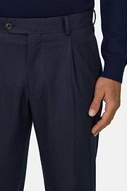 Suit Double-Breasted Patterned Wool Flannel, Navy blue, thumb, 4