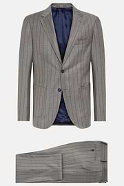 Dove Grey Pinstripe Pure Wool Suit, Taupe, hi-res