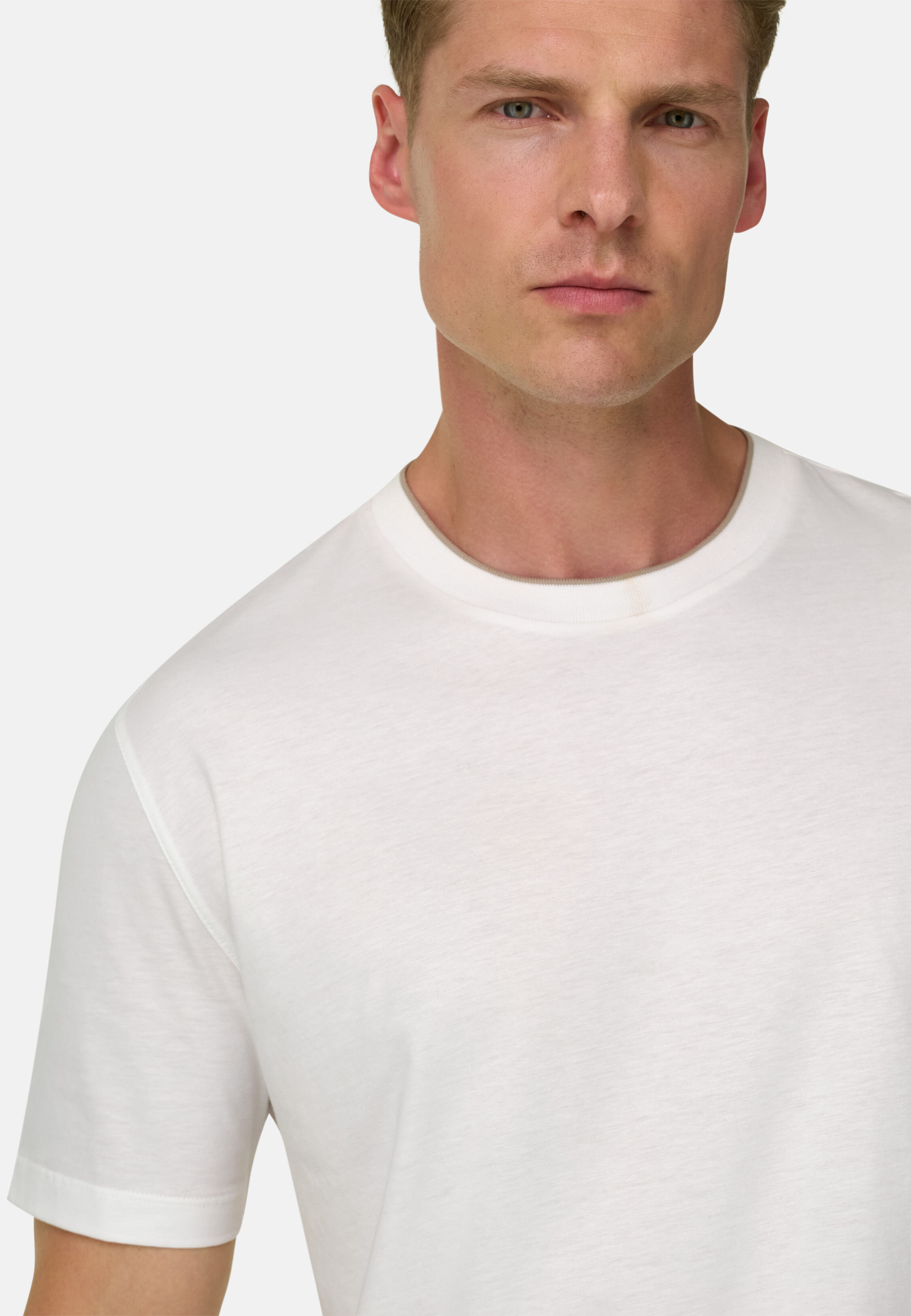 T-Shirt in Cotton Tencel, White, hi-res, 3