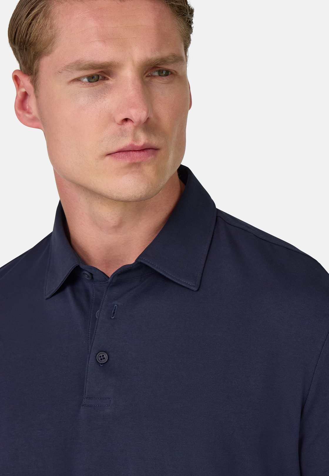 Polo Shirt In Stretch Supima Cotton, Navy blue, hi-res