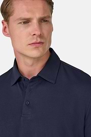 Polo Shirt In Stretch Supima Cotton, Navy blue, hi-res