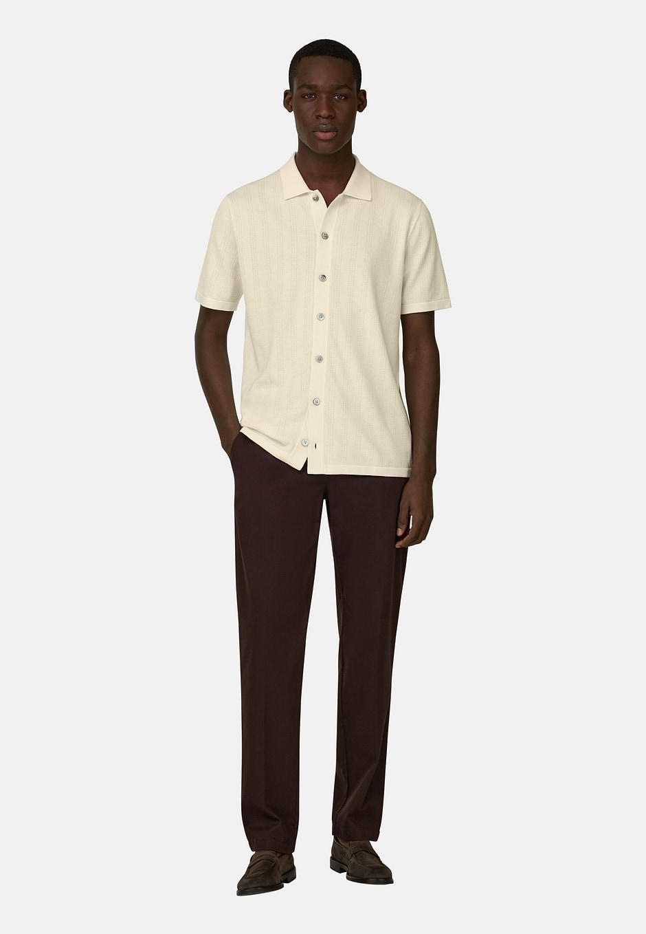 Camicia Di Maglia In 100% Cotone Biologico, Crema, hi-res