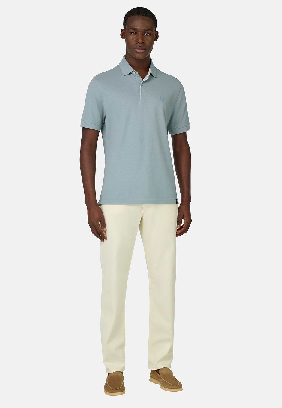 Cotton Piqué Polo Shirt, Light Green, hi-res