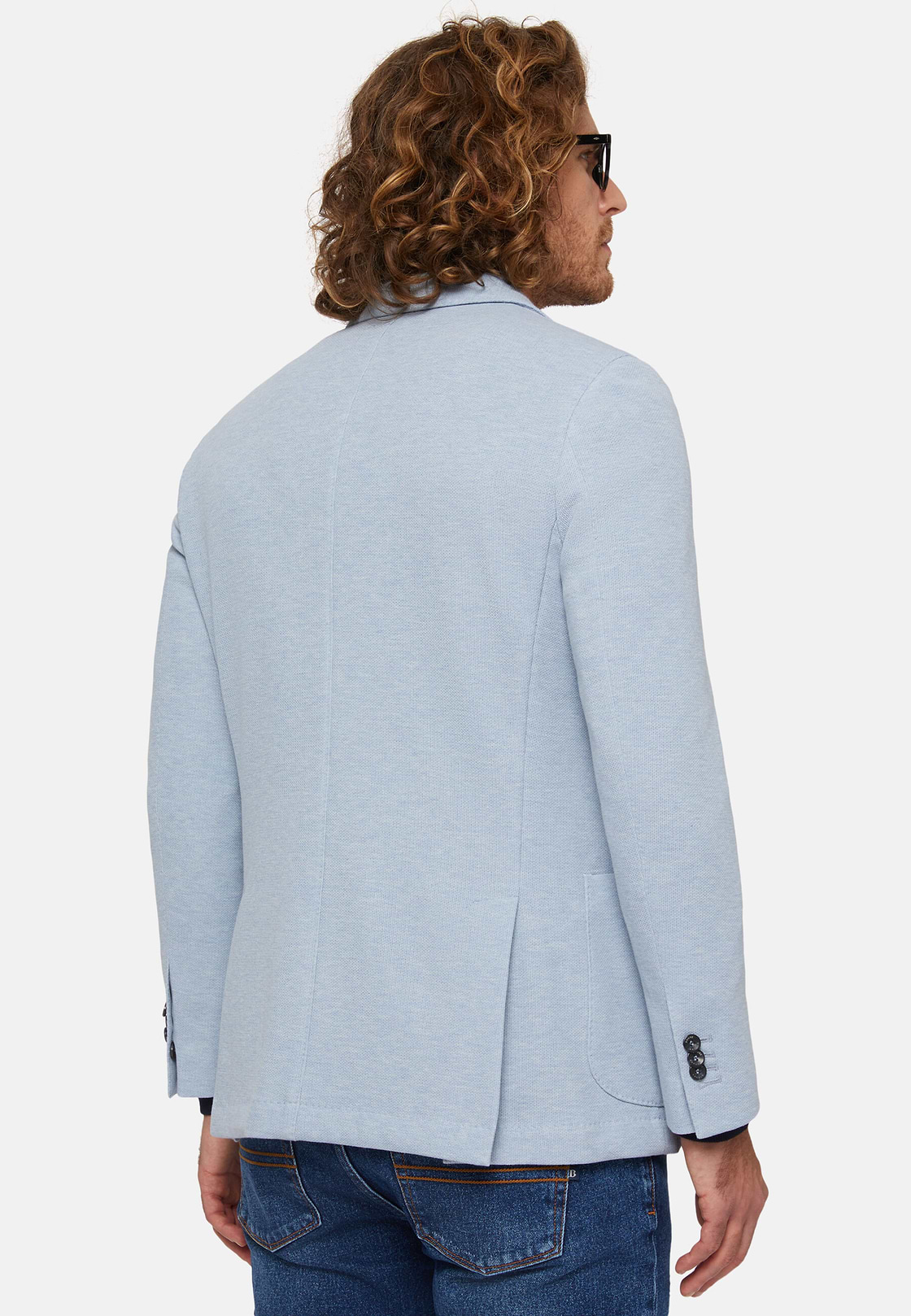 Sky Blue B-Jersey Cotton Jacket, Light Blue, hi-res