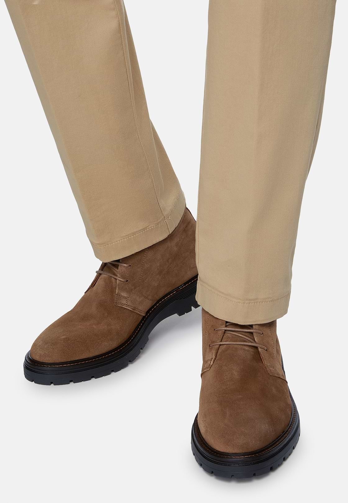 Suede Leather Ankle Boots, Brown, hi-res