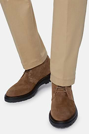 Suede Leather Ankle Boots, Brown, hi-res
