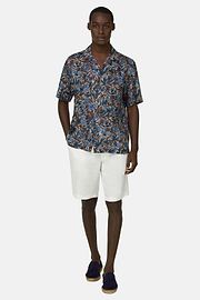 Regular Fit Printed Linen Shirt, Burgundy, thumb, 2