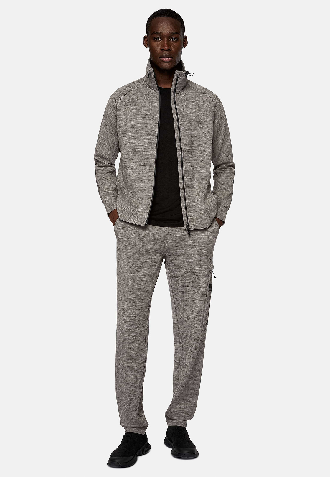 Sweat-Shirt Full Zip En Mélange Coton Scuba Léger, Gris, hi-res