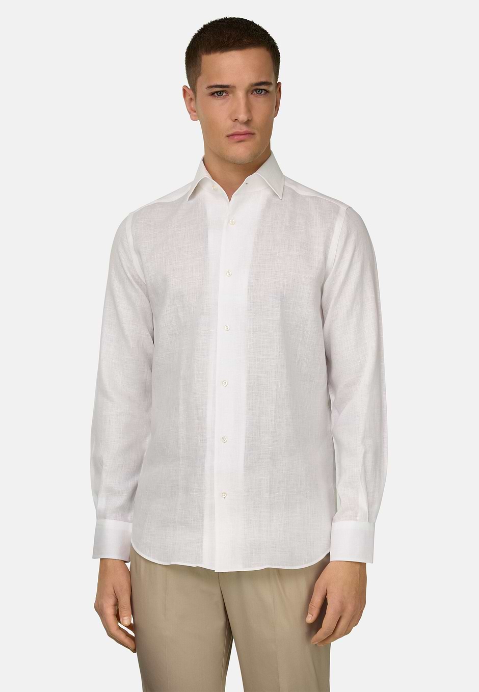 Regular Fit Linen Shirt, White, hi-res