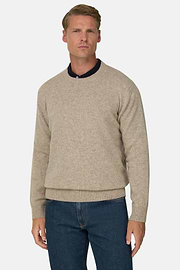 Crew Neck Jumper in Wool Blend, Sand, thumb, 1