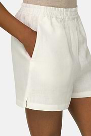Bermudas Aus Leinen, Weiß, thumb, 5