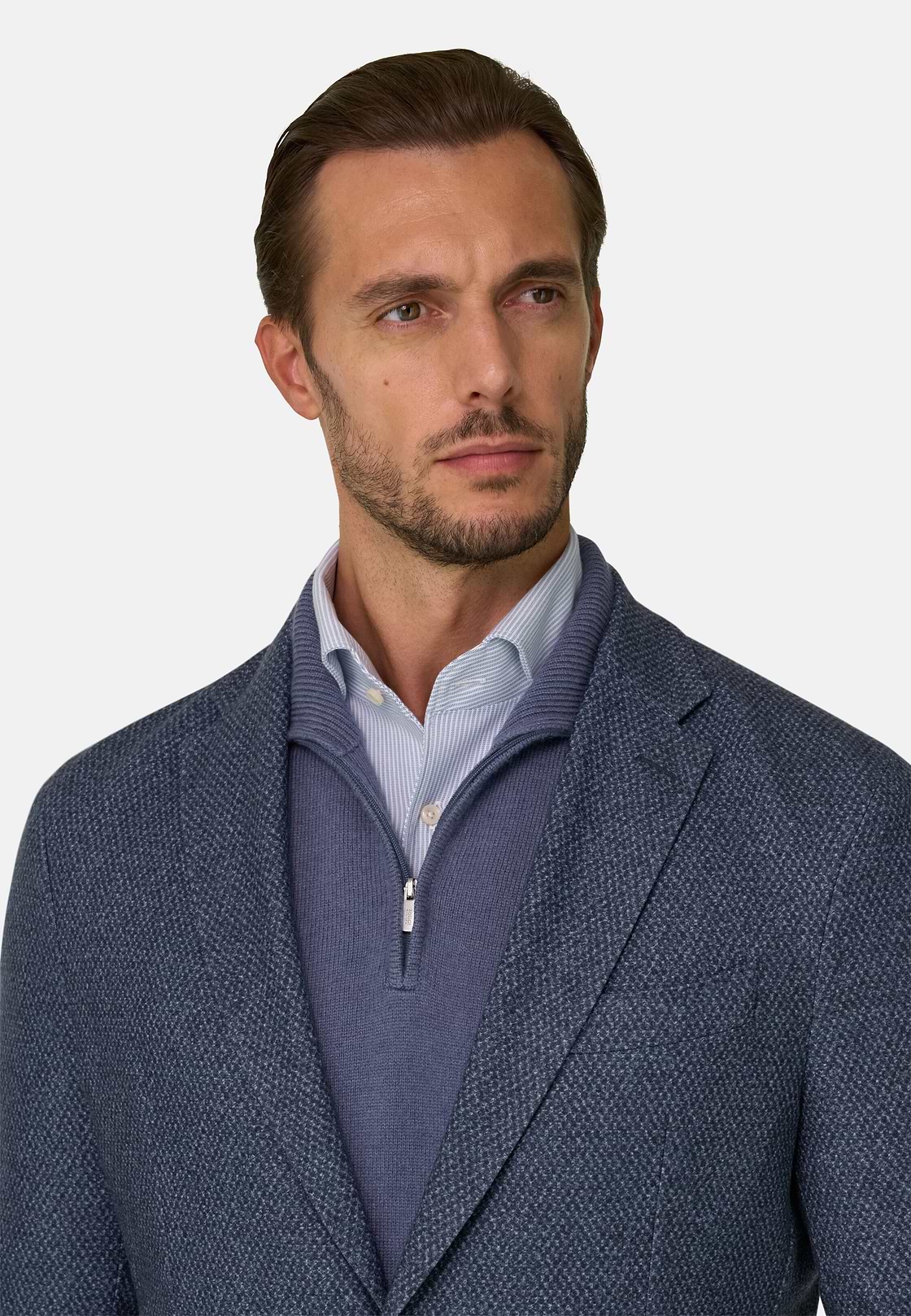 Blazer Micro Patterned Wool Blend, Navy blue, hi-res, 3